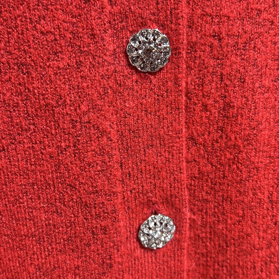 Talbots Heather Red Button Front Cardigan Size Medium Petite - Image 3 of 4