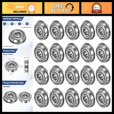 20-Pack Flanged Ball Bearings 5mm x 14mm x 5mm Double Shielded Chrome Steel for