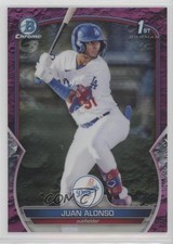 2023 Bowman Chrome Prospects Fuchsia Lunar Crater Refractor /199 Juan Alonso sc8