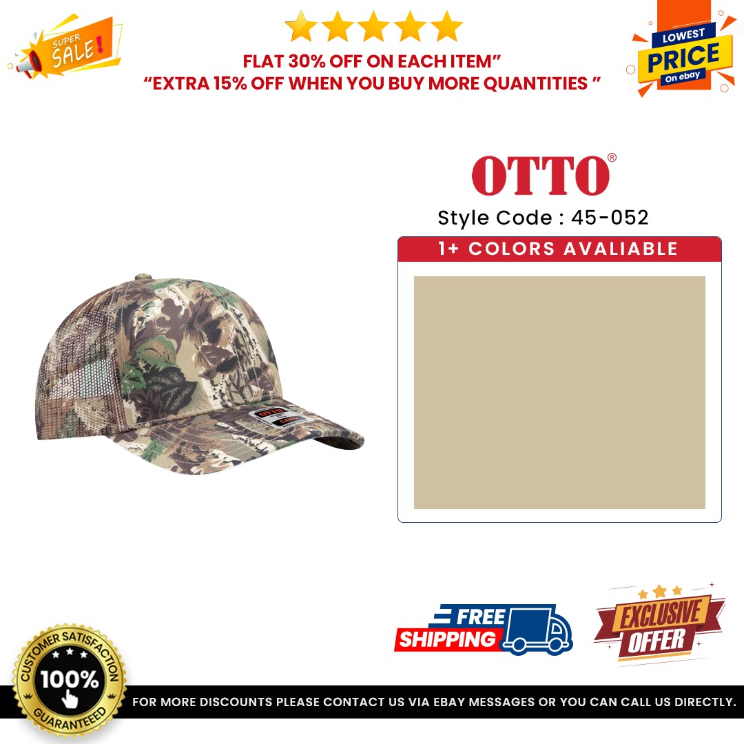 OTTO CAP 45-052 Unisex Camouflage 6 Panel Mid Profile Mesh Back