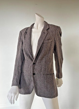 VINTGE Sad Clown Hobo Tweed Oversized Coat W/ Satin Lining Suede Elbow Patches