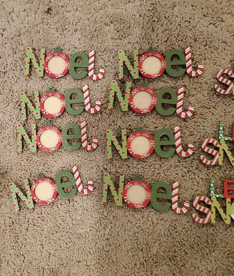 38 Mini Picture Frame Christmas Ornaments JOY NOEL HOHOHO  LOVE LET IT SNOW