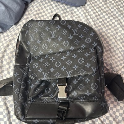 Louis Vuitton Monogram Black Gray Men's Backpack Adjustable Strap Inner Pockets