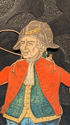 Vtg Paper Doll Puppet Articulated Jointed Red Coat Adjustable One Sided 13'' Ephe