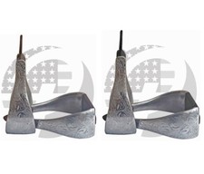 Aluminum Engraved 4.75" Adult Western Horse Bell Stirrups with Original Leather