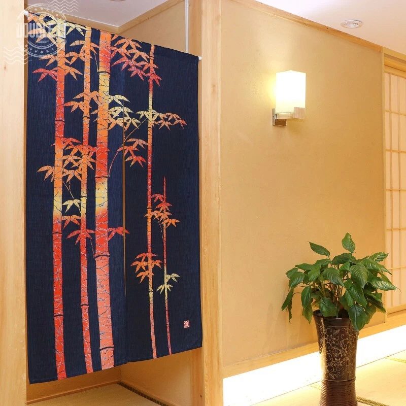 JAPONÉS Noren Cortina Puerta Puerta Divisor Tapiz Decoración Habitación Rojo Bambú Estampado Foto 2 de 4
