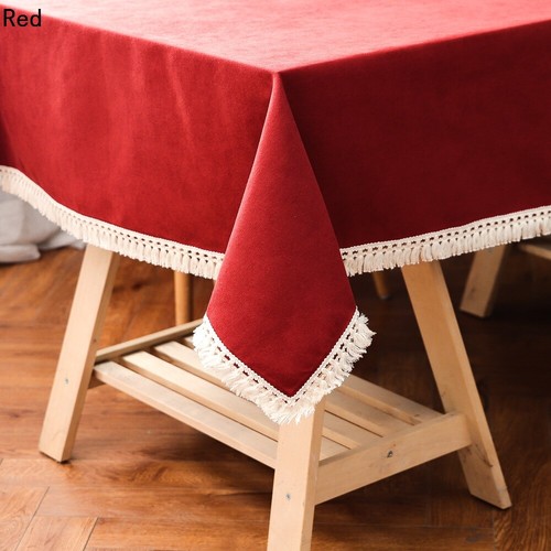 Plain Table Cloth With Tassels Home Kitchen Dining Table Covers Modern Rectangle - Picture 14 of 18