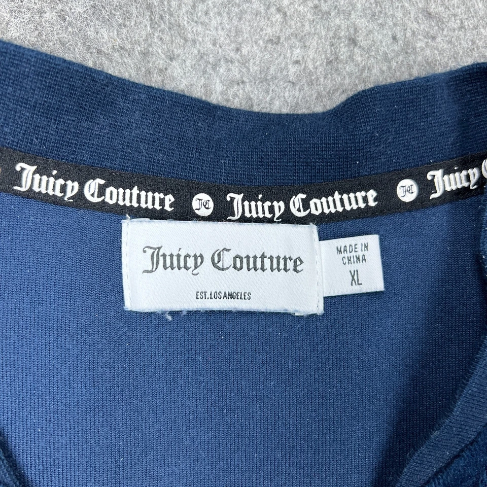 Chaqueta Juicy Couture para mujer XL azul fresia cremallera trasera brillante manga corta años 90 Y2K Foto 3 de 4