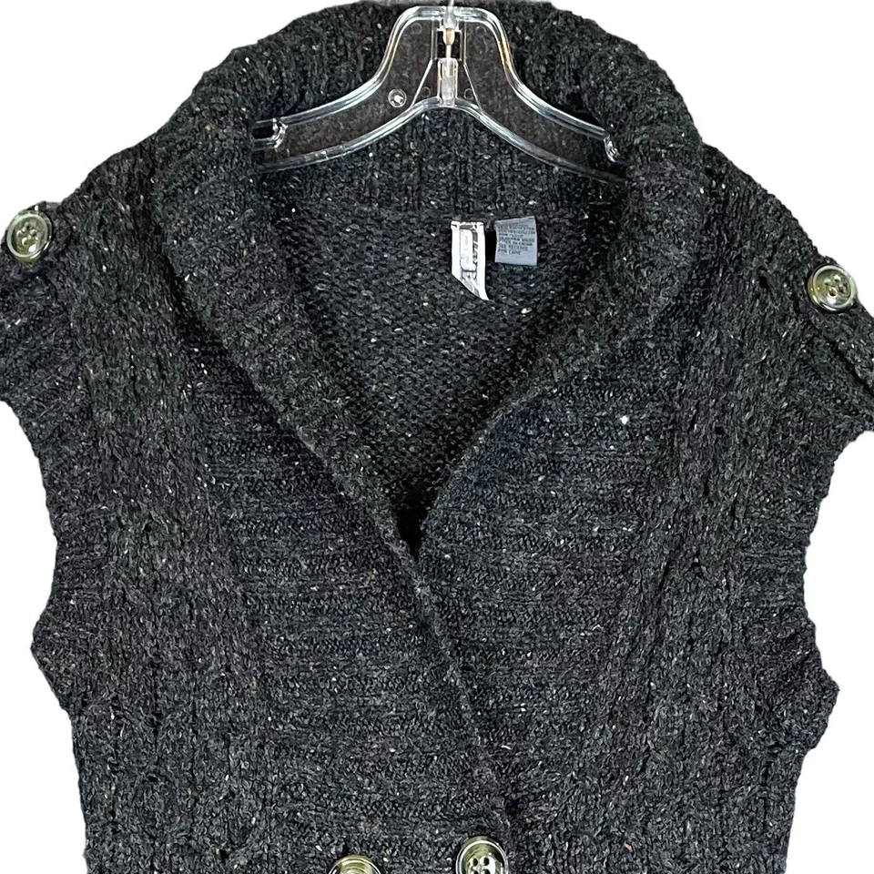 Suéter boho sin mangas gris negro cárdigan túnica charreteras BKE Hebilla para mujer M Foto 3 de 4