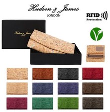 Ladies Designer Cork Vegan Leather RFID Blocking Clutch Wallet with Zip Pocket