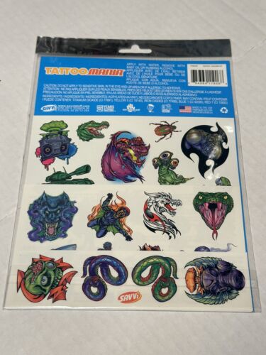 temporary tattoos kids 30 sharks snakes dragons - Picture 2 of 2