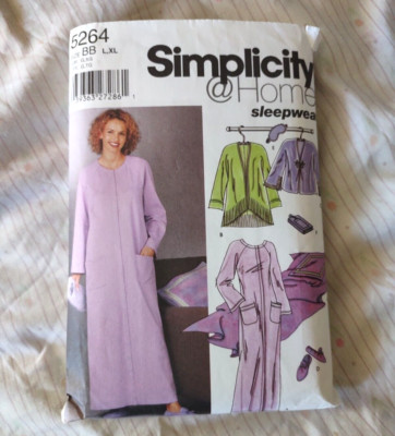 Simplicity Misses Robe Jacket Slippers Eyemask Pattern 5264 Size 18-20 From 2003