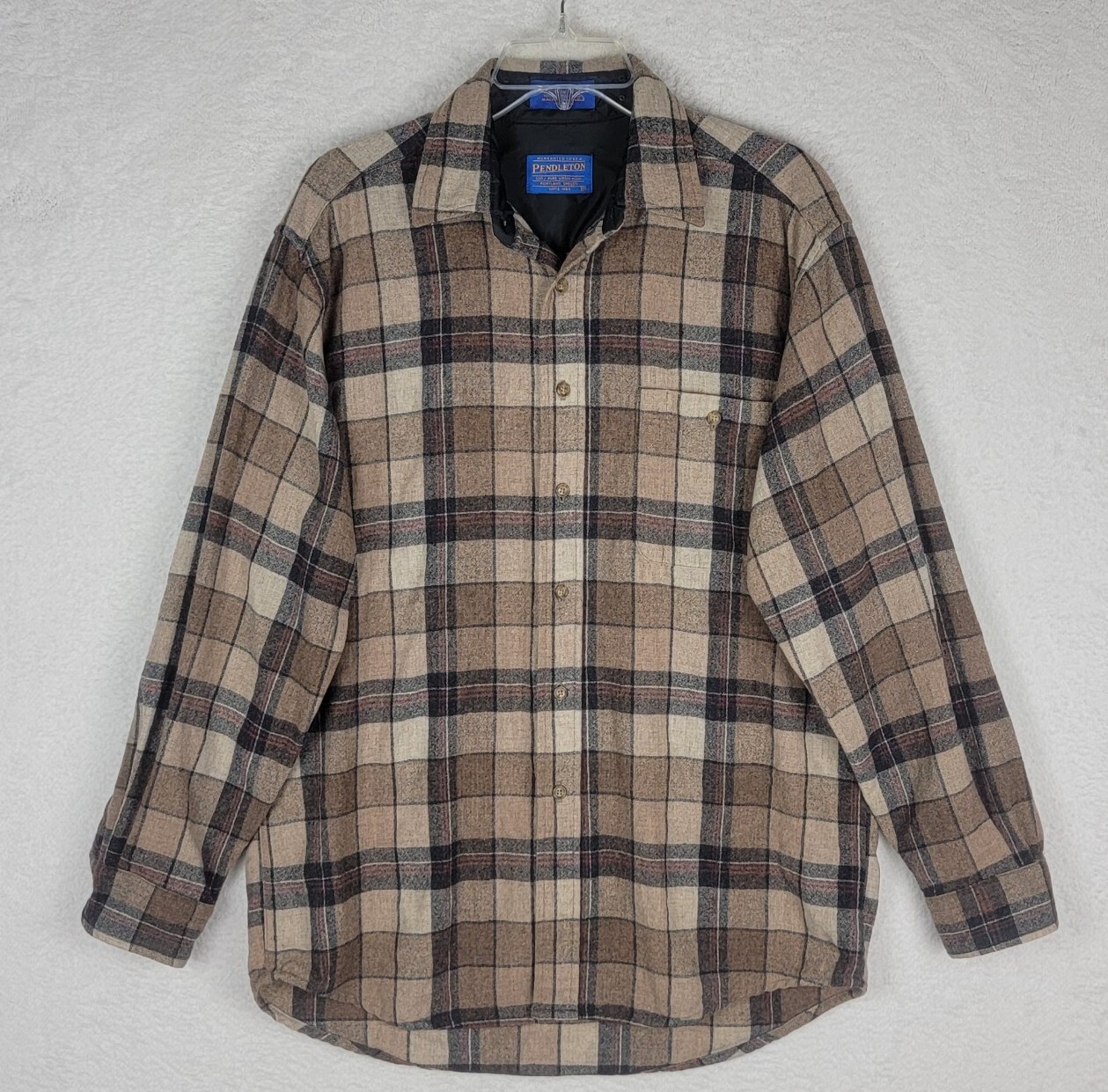 Pendleton Wool Plaid Elbow Patch Button Shirt Men… - image 2