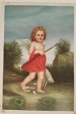 Quadro Dipinto a Mano Olio Su Tela ANGELI E BAMBINI 60x90CM con telaio ART 4..