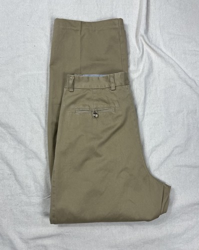 Pantalones caqui vintage años 90 J. PETERMAN 34/32 plisados 100 % sarga algodón peso pesado - Imagen 1 de 9