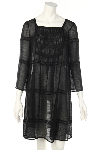 Robe Athé Vanessa Bruno - Taille 36 (F 38) - Noir Et Mint - Style Boho Dentelle - Occasion Très Bon état