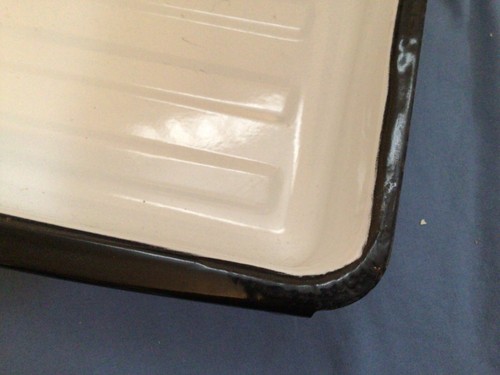 Vtg White Enamelware Pan W/Lid Refrigerator Box Drawer Rectangle 13 x 14 x 4 3/4 - Picture 11 of 22