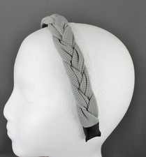 Grey braided headband soft fabric covered band grip teeth braid 1" wide