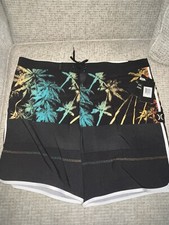 Mens Hurley Phantom Board Shorts Swimsuit Black palm trees Shorts 40 new 55