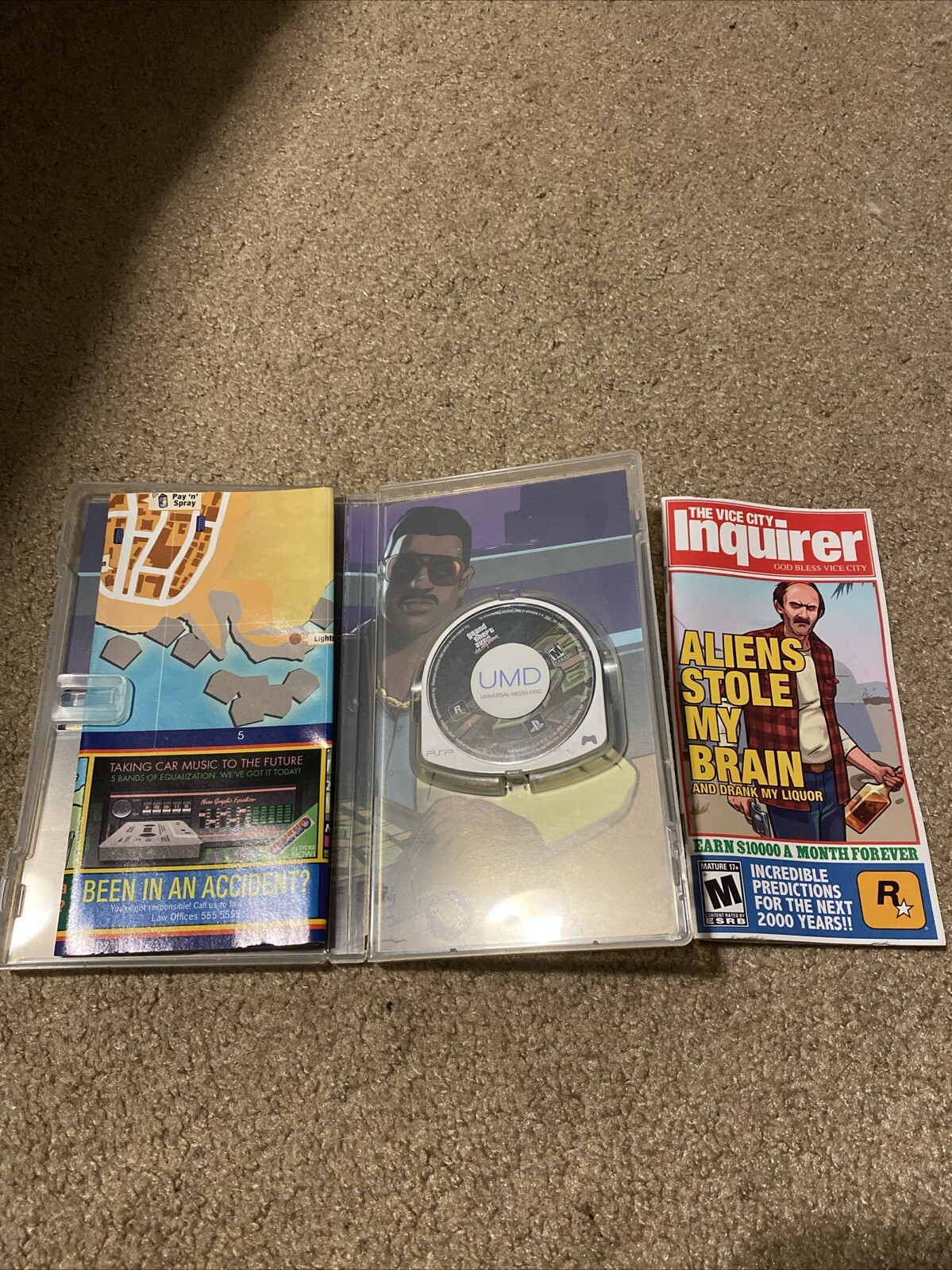 PSP Game Lot of 6 Titles (includes Maps And Booklets), Metal gear acid, GTA VICE