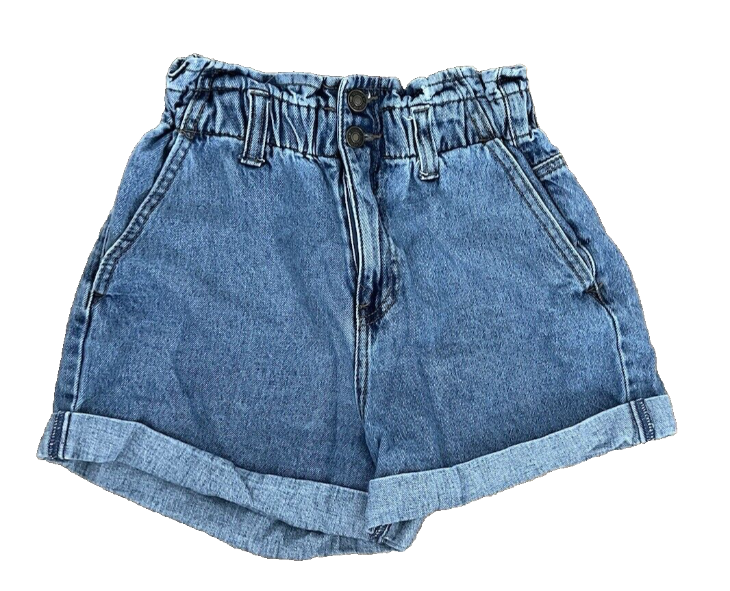 Forever 21 Jean Shorts Women Small Blue Denim High Paperbag Waist Casual  Bottoms