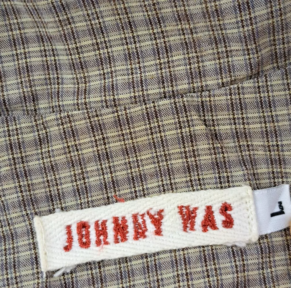 Chaqueta Johnny Was Mujer Grande Marrón Botón Cuadros Blazer Bordado De Colección Y2K Foto 2 de 4