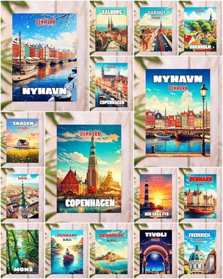 Dänemark Kopenhagen Kühlschrankmagnete Souvenir Fridge Magnet 2x3'' Rerto Vintage