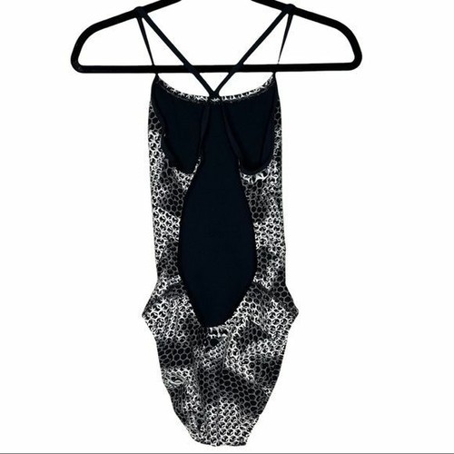 Nike One Piece Open Back Polka Dot Print Swimsuit Size 6 - Picture 2 of 10
