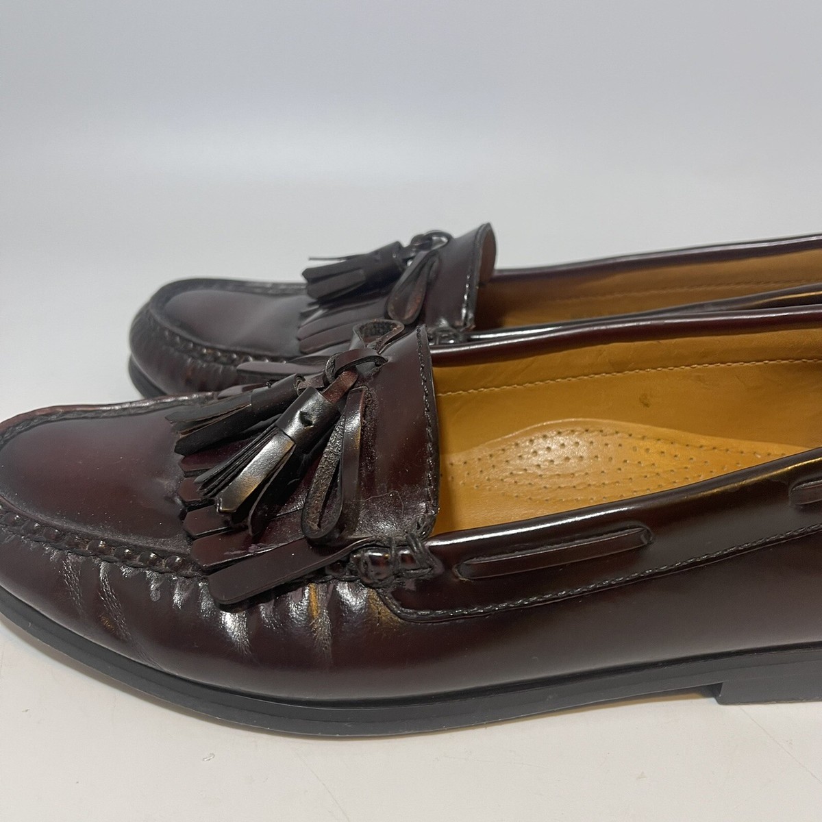 Cole Haan Pinch Buckle Loafer Burgundy Leather Kiltie Fringe Mens 8D Dress Shoes Cole Haan Mens Burgundy Leather Tassel Kiltie | Mercari main image 2