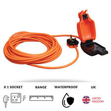 Single Socket IP54 Waterproof Garden Extension Lead 2m - 15m Mower Strimmer DIY