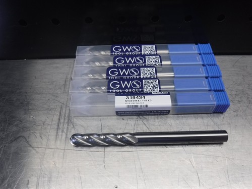 5 NEW! GWS 5/16" Carbide 4FL 30° Helix Ball Endmill 319434