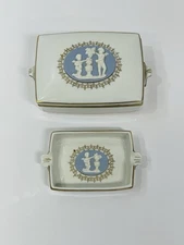 Vintage Porcelain Ashtray Trinket Tray & Box  Andrea By Sadek Cherub Cameo