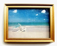 dollhouse doll house miniature PICTURE FRAME BEACH CHAIR  1 5/8" X 2 1/8"