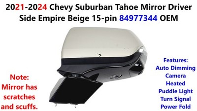 2021-2024 Chevy Suburban Tahoe Mirror Driver Side Empire Beige 15-pin 84977344