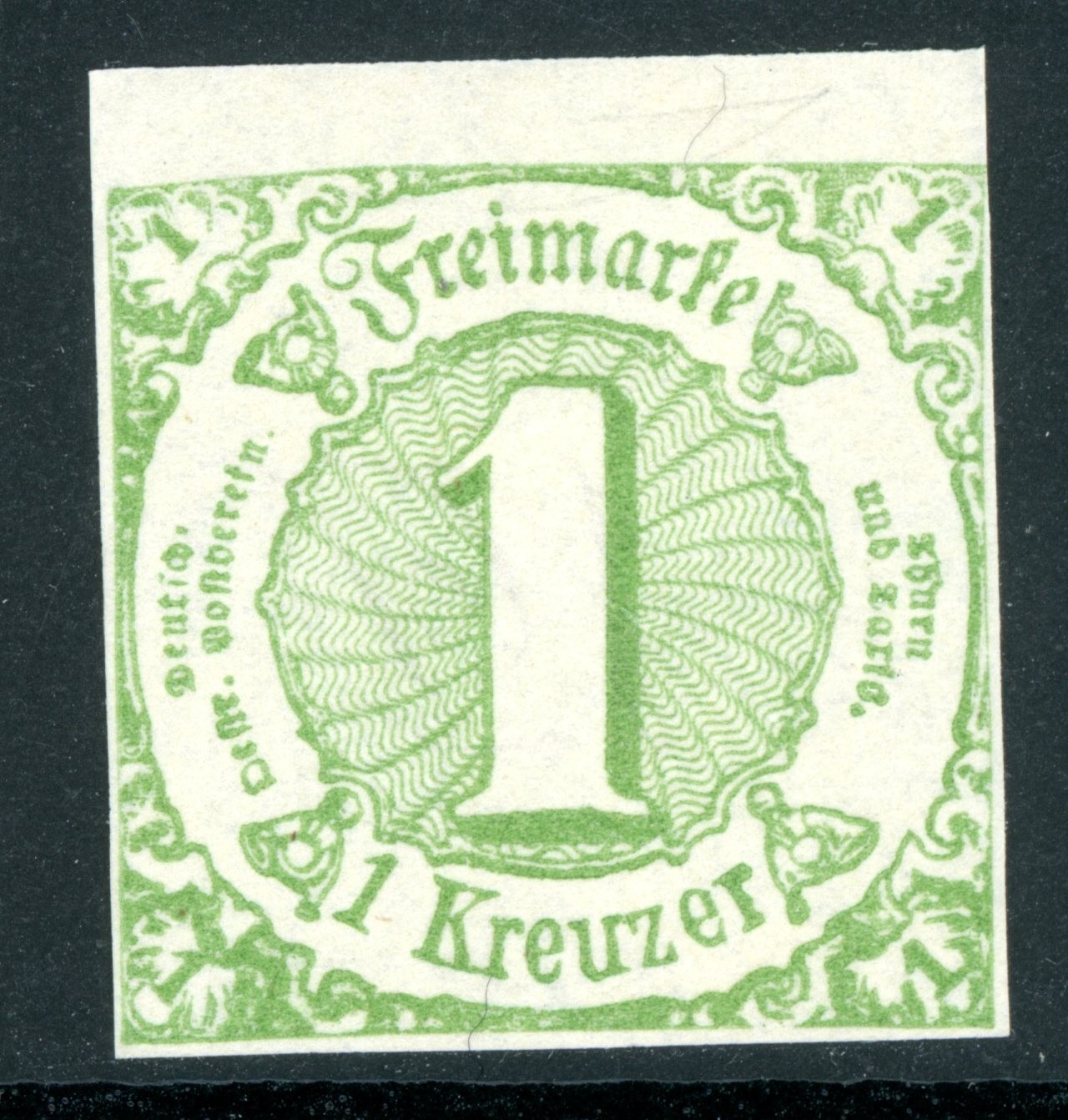 Alemania 1910 Thurn & Taxis South Dist 1K Verde Reimpresión Oficial Sc#47r Como Nuevo W799