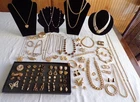 HUGE HIGH END ALL GOLD TONE VINTAGE JEWELRY LOT 74 pcs TRIFARI, CR TRIFARI,MONET