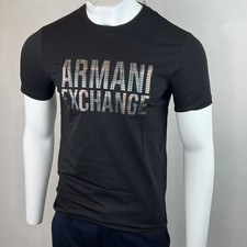 Armani Exchange Men's Crewneck Stretch Slim Fit T-shirt Black Logo Designer