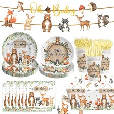 142 Pieces Woodland Baby Shower Decorations Set for 20 Guests Forest Theme Pa...