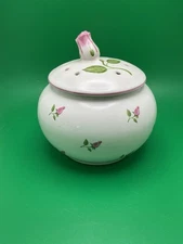 Vintage Teleflora Shabby Chic Pink Roses Potpourri Jar with Lid