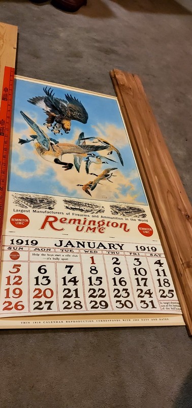 1919 Remington 1986 Calendar 15X32 In. Eagle Attack Goose