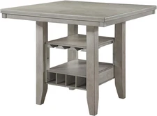 - Wash White Wood Counter Height Dining Room Table with Storage
