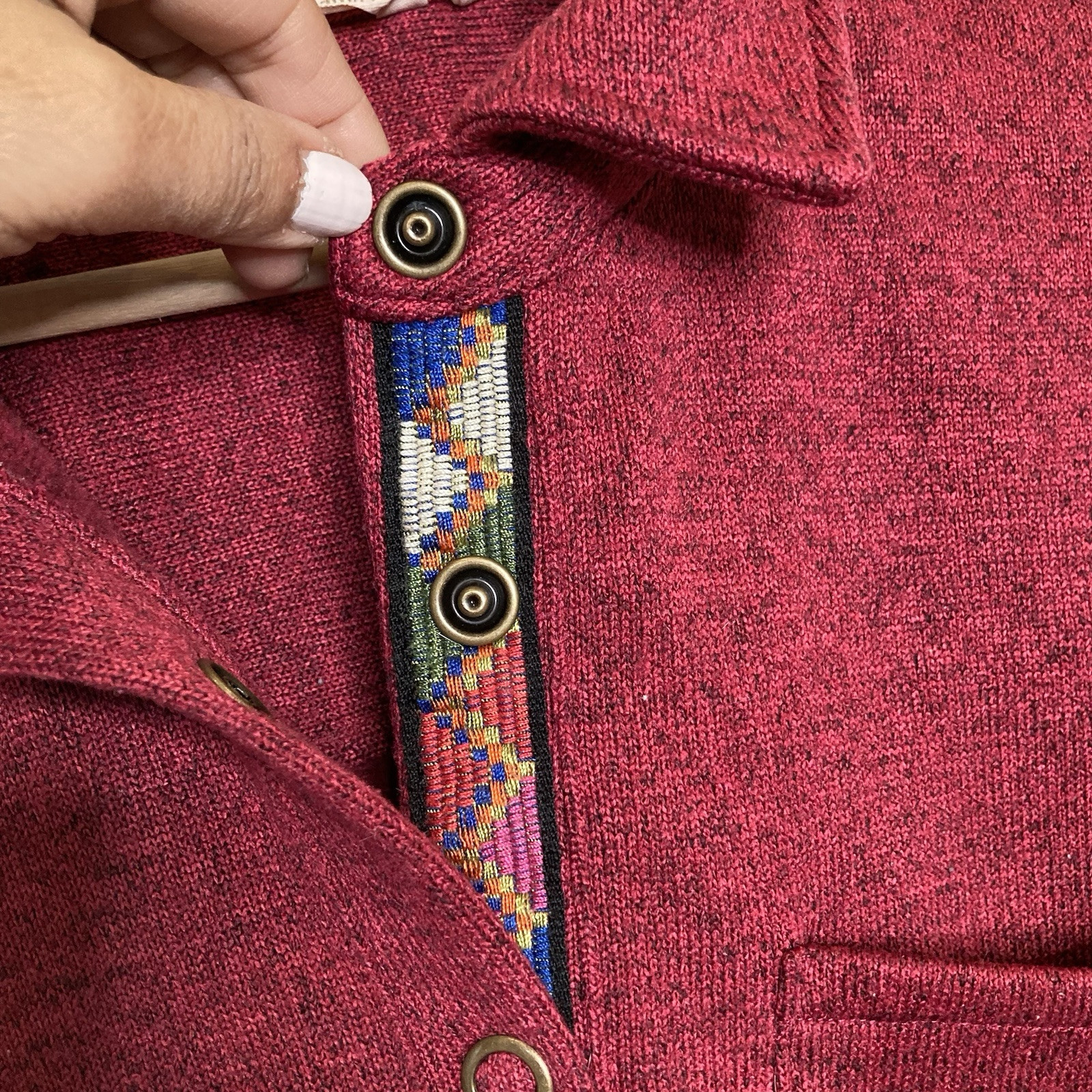 Soft Surroundings Red Snap Down Jacket Size Large… - image 10