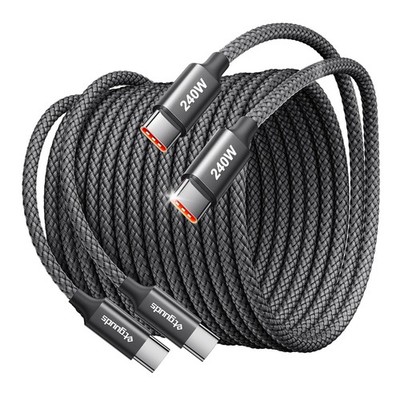 etguuds 240W USB C to C Cable 10ft, 2-Pack, Super Fast Black 