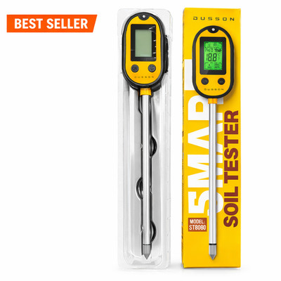 Dusson 5-in-1 Soil Tester pH Moisture Light Temp Nutrient Meter Garden Probe 12''