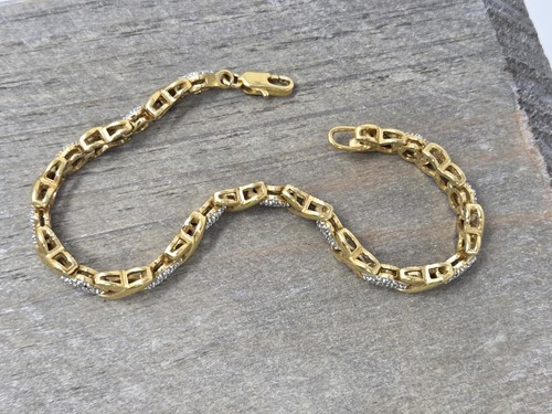 Diamond Illusion Gold & Silver Tone XO Tennis Bracelet PAJ BB China 7.25" VTG - Picture 9 of 19