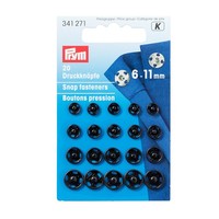 Prym AnnäH-DruckknöPfe 6-11 Mm Schwarz 20 StüCk