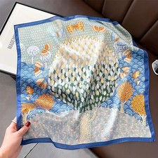 100 Silk Scarf Women Fashion Desing Trees Kerchief Square Bandana Wrap 53 53cm