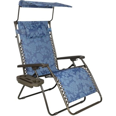 Bliss Hammocks 30'' Wide XL Zero Gravity Outdoor Lounge Chair w/ Canopy, Blue
