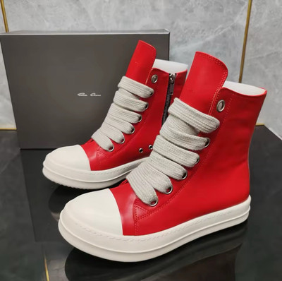 Size 10.5 Rick Owens Jumbo Laces High Top Sneaker Cherry Red