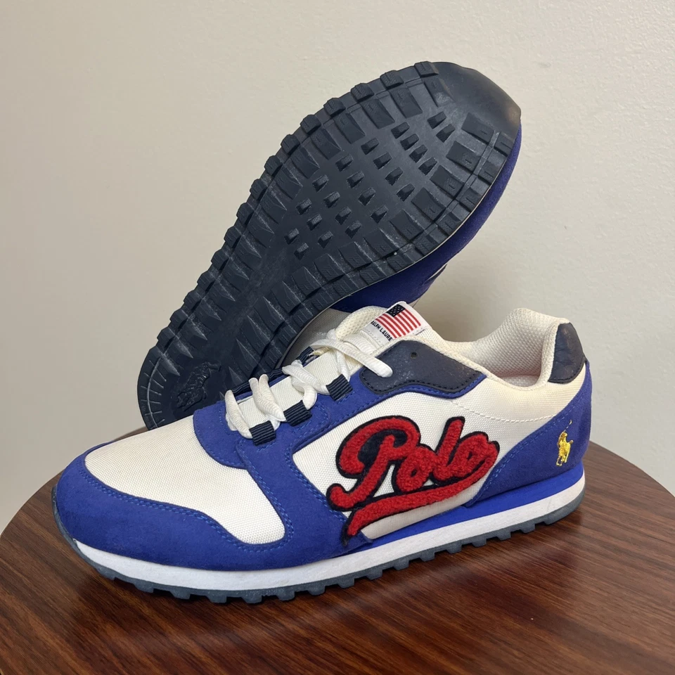 Zapatilla deportiva POLO RALPH LAUREN EE. UU. Oryion Script Chenille Royal Boys 6,5 para mujer 9,5 Foto 4 de 4